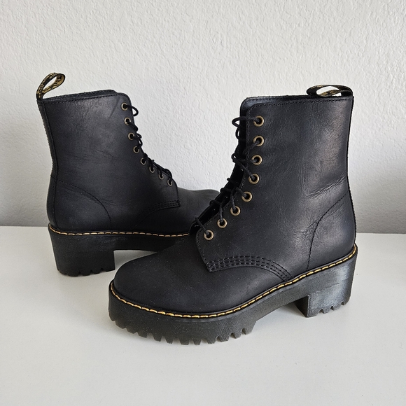 Like New Dr Martens | Shriver Hi Leather Block Heel Boots Black, Womens 9 - Picture 4 of 10